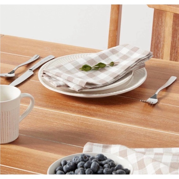 4pk Cotton Gingham Napkins Taupe/White - Threshold - Picture 2 of 4
